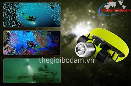đèn pin lặn đội đầu siêu sáng có thể lặn sâu tới 60 met Đèn pin lặn đội đầu siêu sáng có thể lặn sâu tới 60 mét
