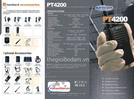 Tính năng của máy bộ đàm cầm tay Kirisun PT4200 Tính năng của máy bộ đàm cầm tay Kirisun PT4200