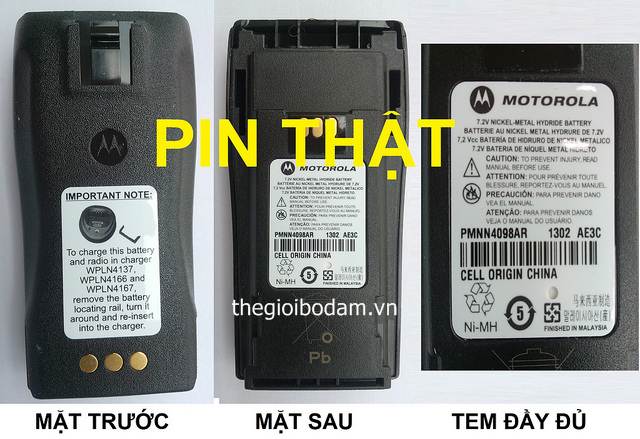 Mặt trước/ mặt sau/ tem pin thật bộ đàm Motorola GP3188 Mặt trước/ mặt sau/ tem pin thật bộ đàm Motorola GP3188
