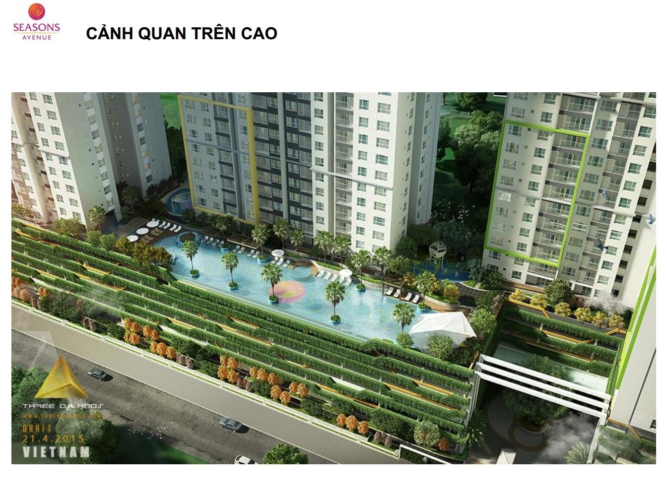 Bể bơi vô cực Cảnh quan trên cao chung cư Seasons Avenue 