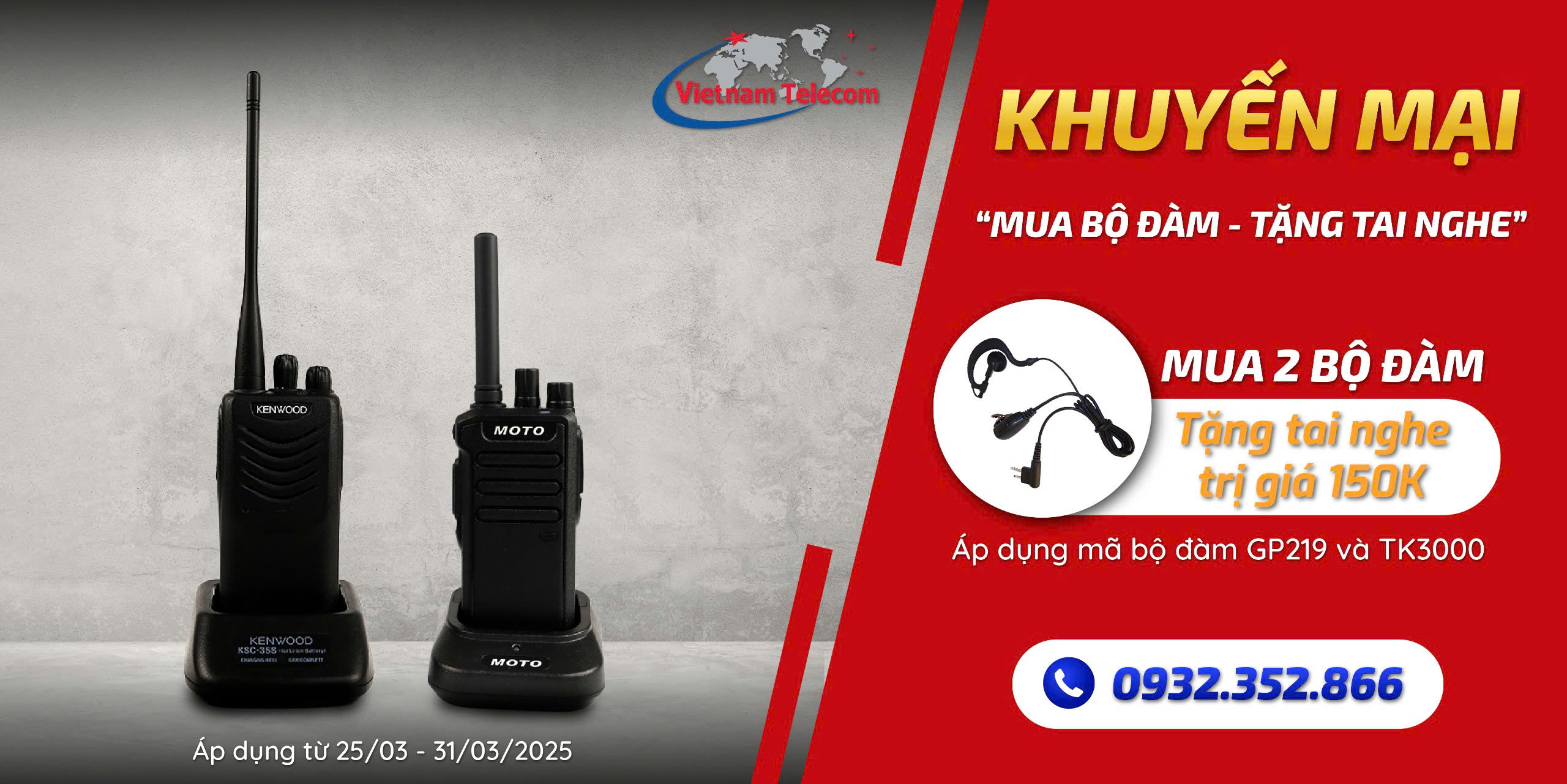 Khuyến mại mua bộ đàm tặng tai nghe