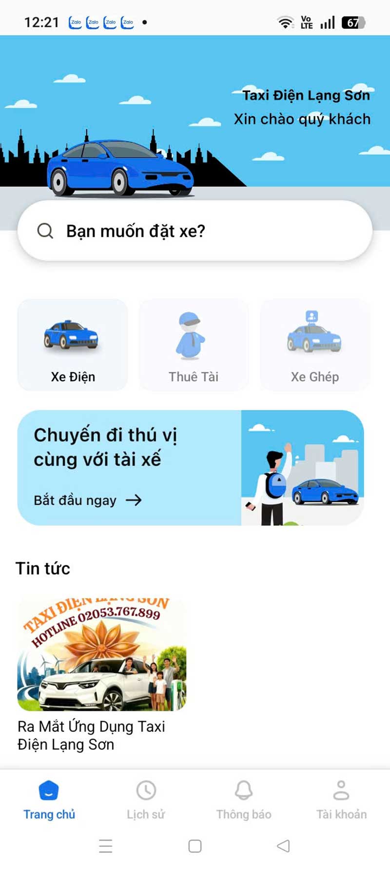 App Taxi điện Lạng Sơn giải pháp điều hành thông minh tích hợp hóa đơn điện tử